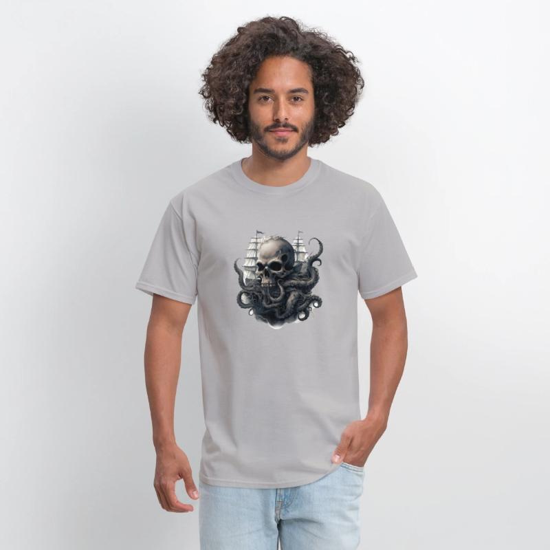 Giant squid kraken skull ship