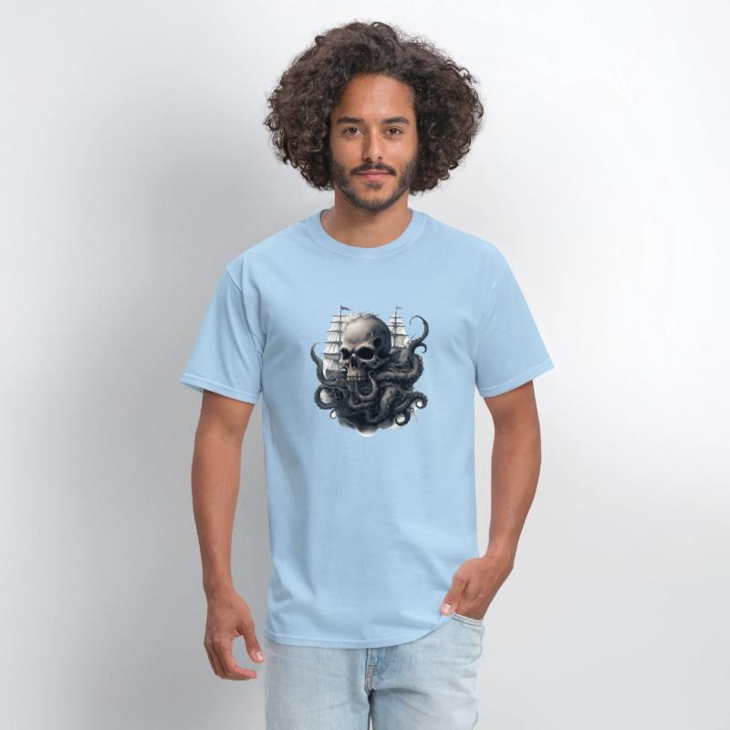 Giant squid kraken skull ship