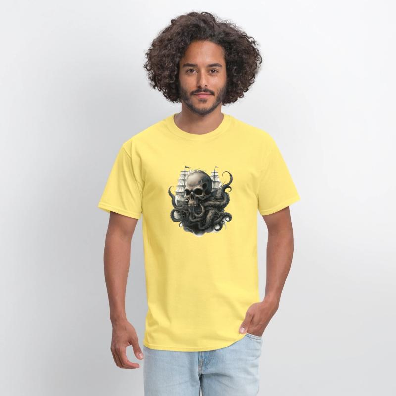 Giant squid kraken skull ship