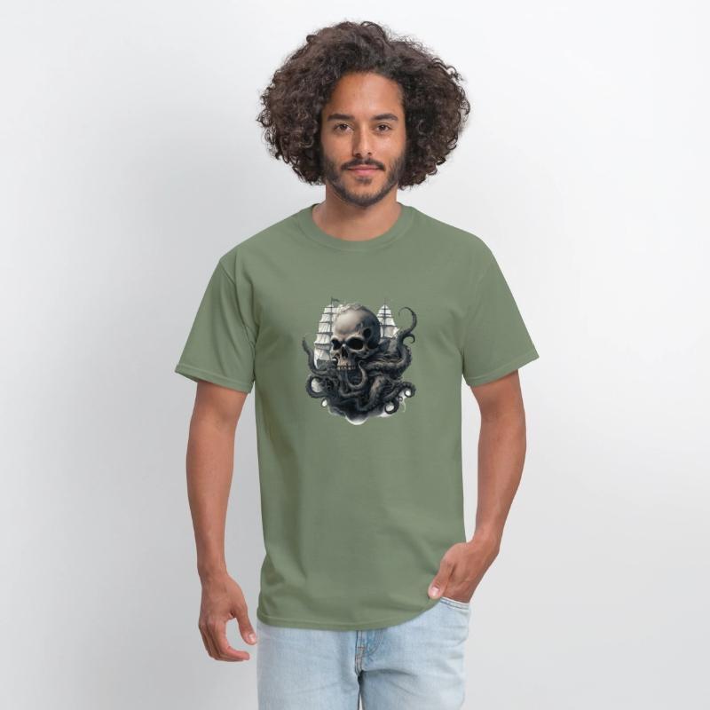 Giant squid kraken skull ship