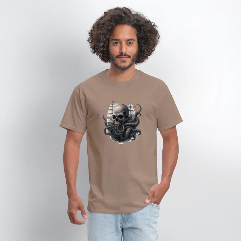Giant squid kraken skull ship