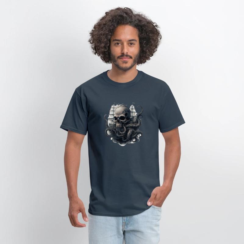 Giant squid kraken skull ship