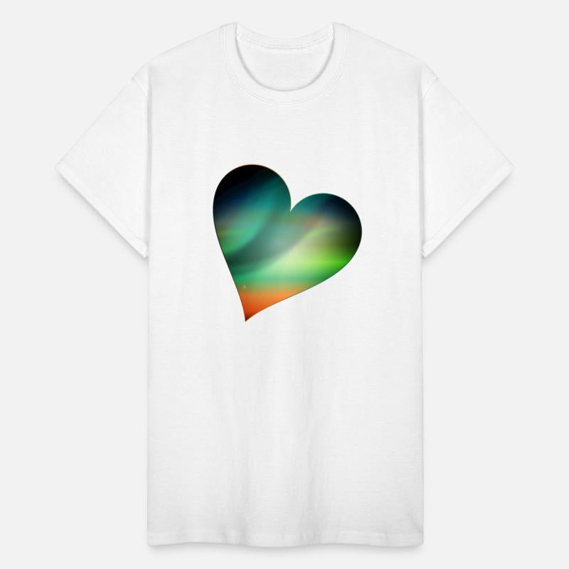 glowing northern lights heart in the firmament