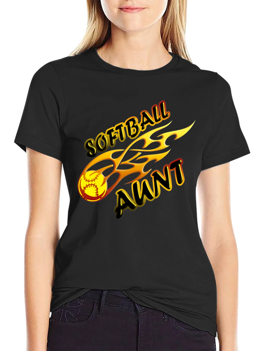 Softball Aunt Graphic Tee - Black