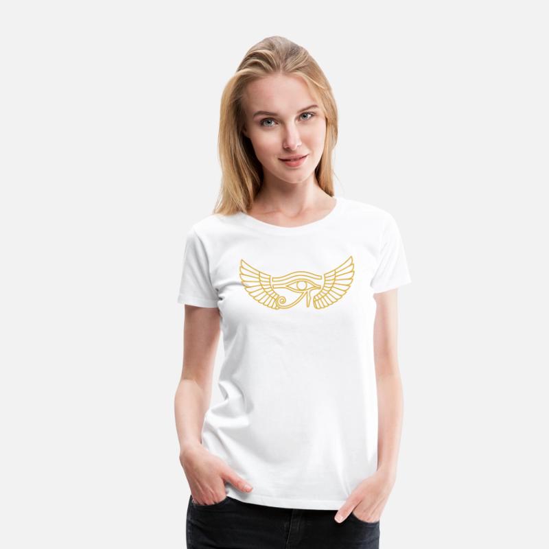 Golden Horus Eye with Silver Wings T-Shirt