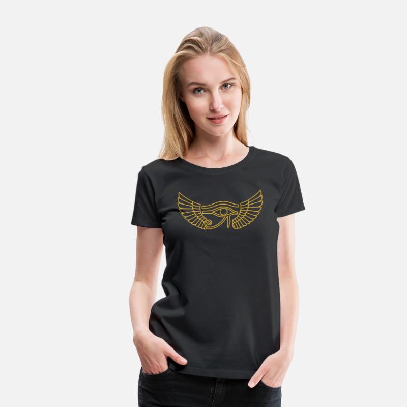 Golden Horus Eye with Silver Wings T-Shirt