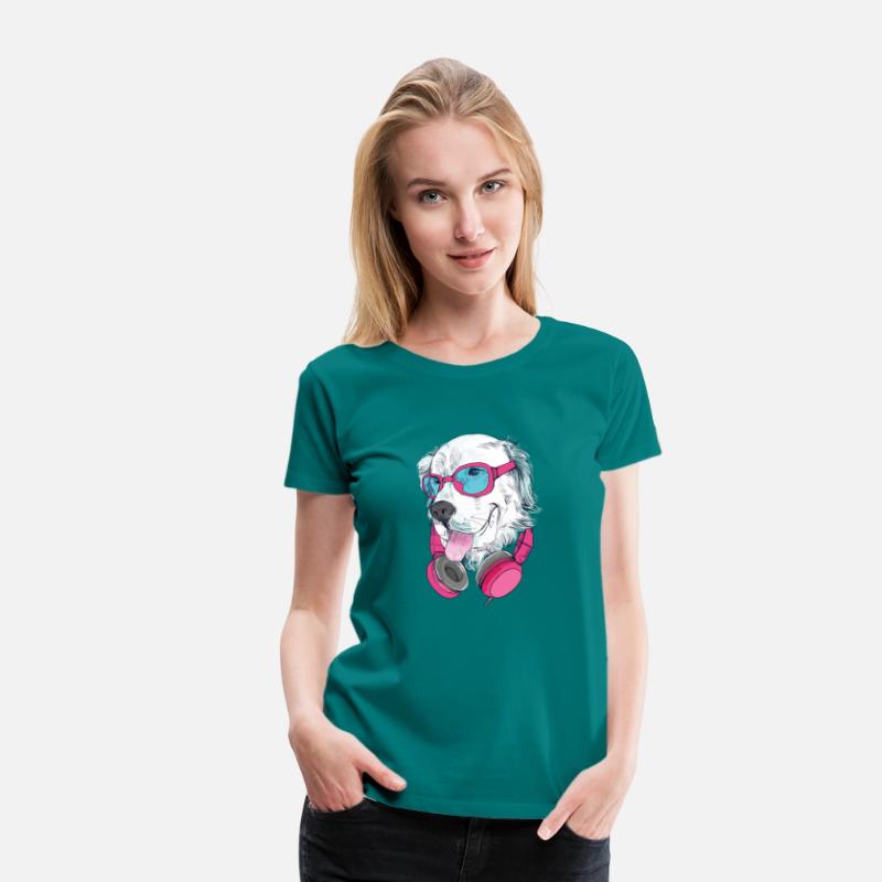 Golden Retriever Dog With Sunglasses And Headphone