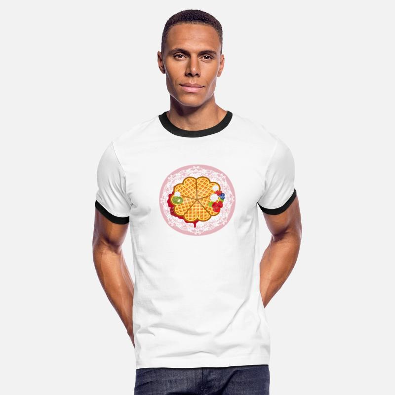 Golden Waffles with Fruit and Cream Motif