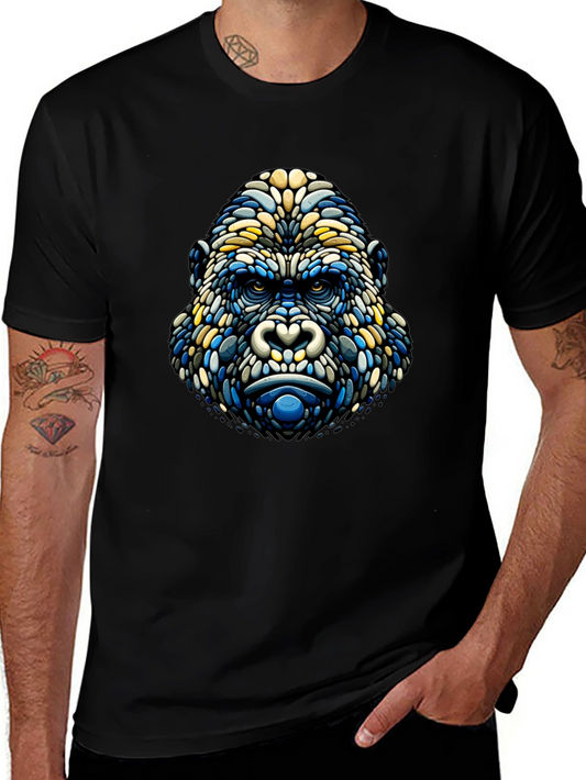 Abstract Gorilla Head Graphic Tee - Modern Style