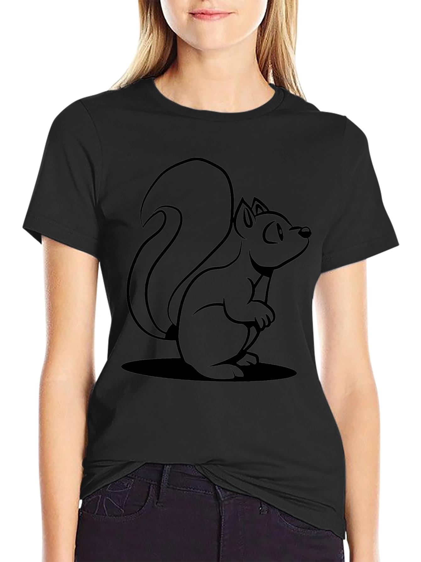 Squirrel Graphic Tee - Black Cotton Blend