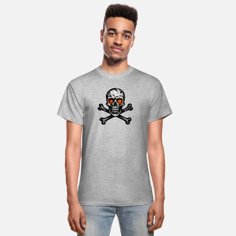 Grunge Skull Crossbones Orange Eyes Tee
