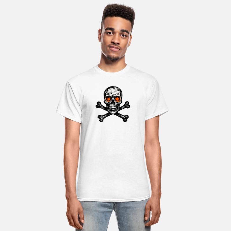 Grunge Skull Crossbones Orange Eyes Tee