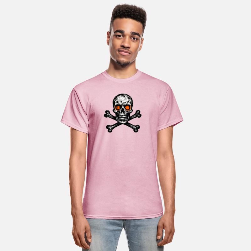 Grunge Skull Crossbones Orange Eyes Tee