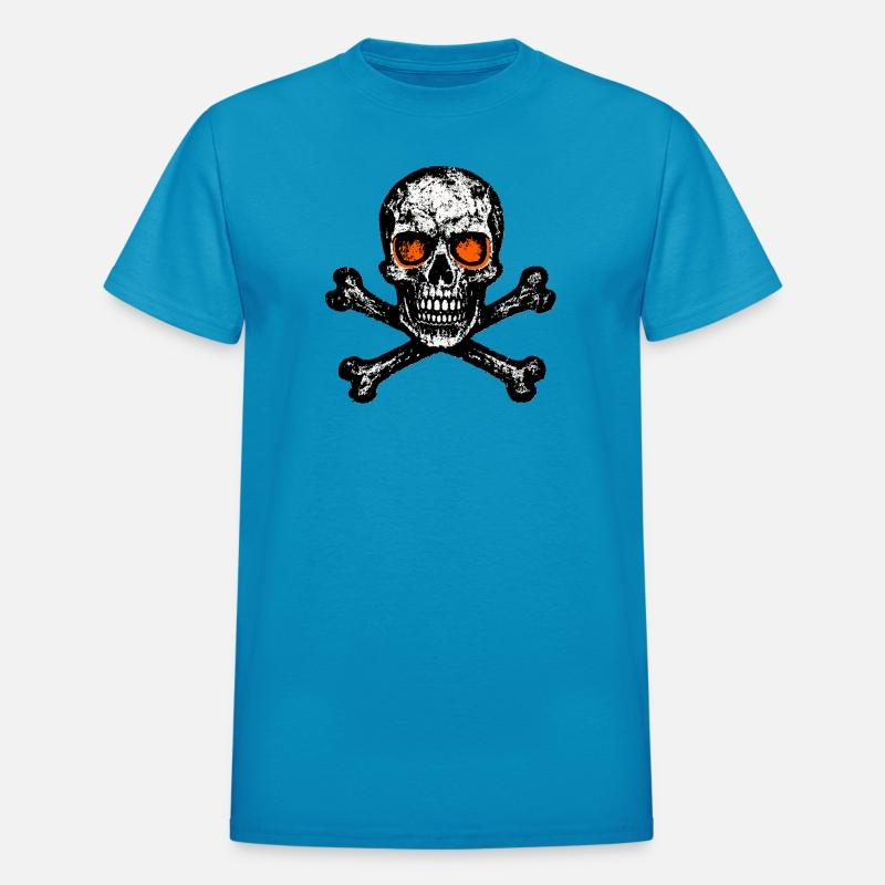 Grunge Skull Crossbones Orange Eyes Tee