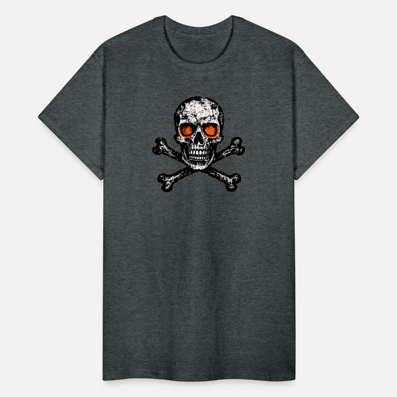 Grunge Skull Crossbones Orange Eyes Tee