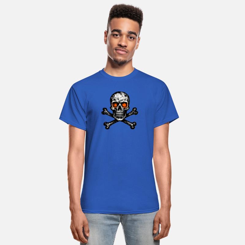 Grunge Skull Crossbones Orange Eyes Tee