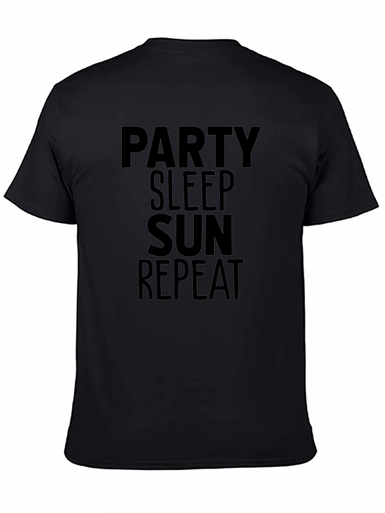 Party Sleep Sun Repeat Black Graphic Tee