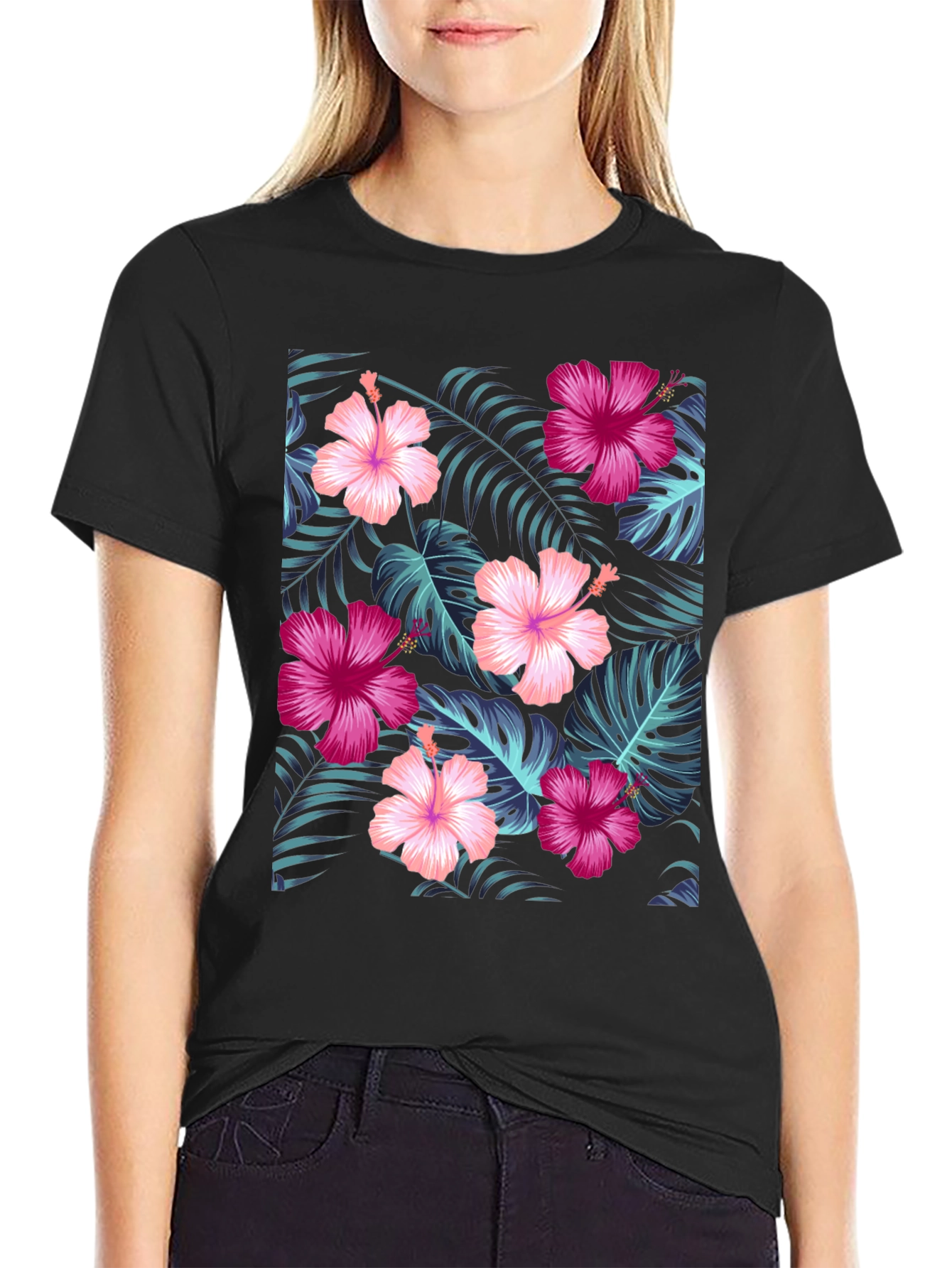 Tropical Hibiscus Floral Print Tee