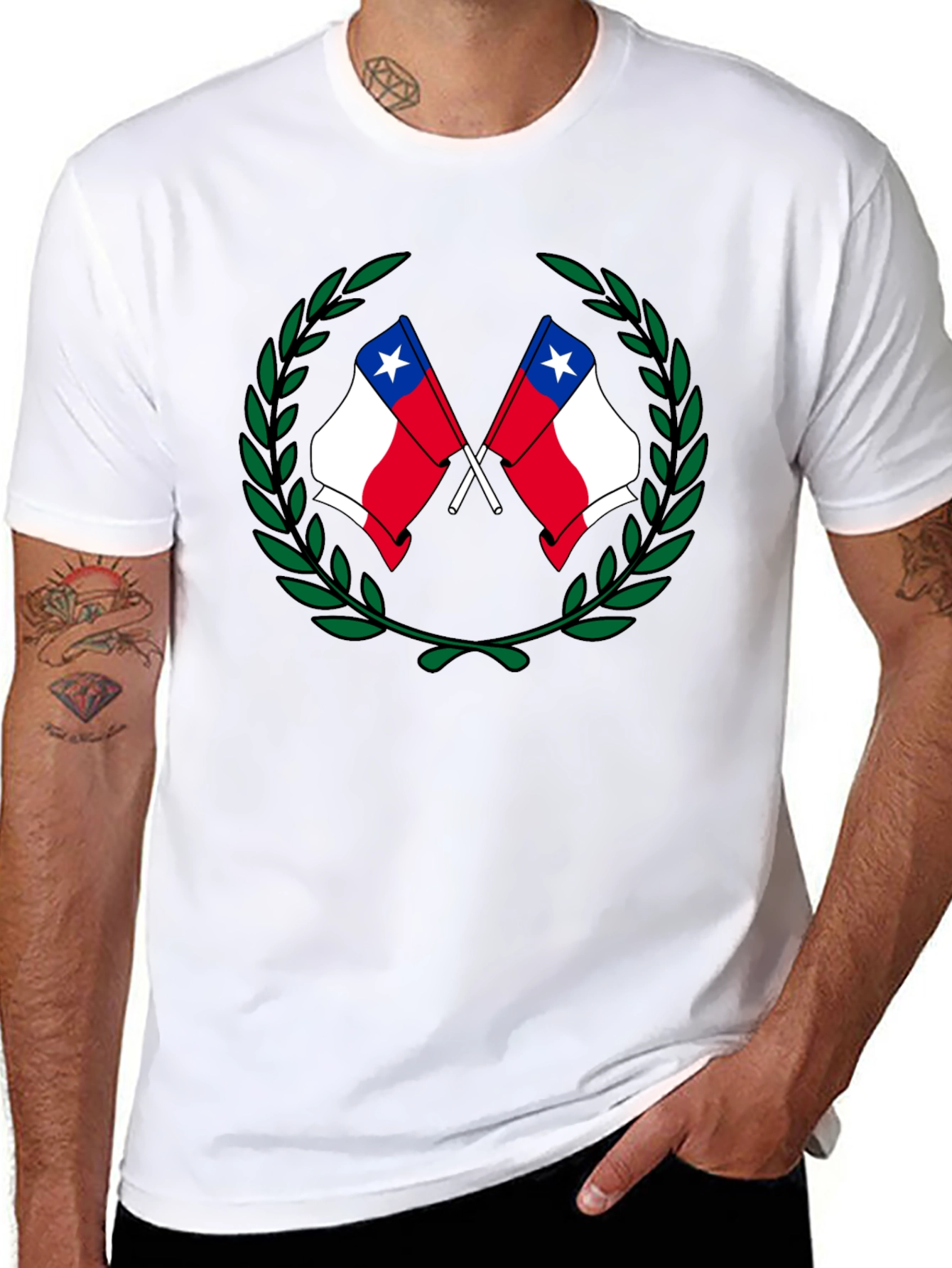 Chile Flag T-Shirt - Wreath Design