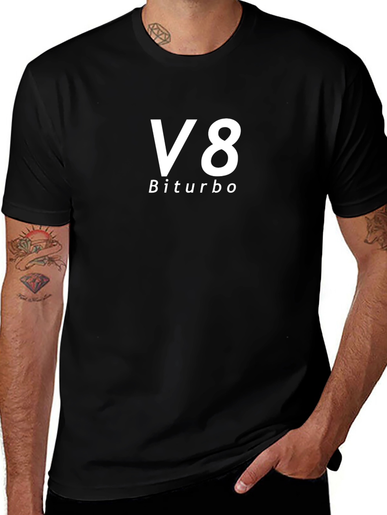 V8 Biturbo Black T-Shirt - Automotive Enthusiast Apparel