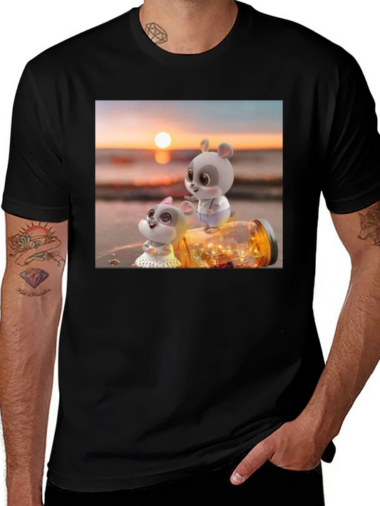 Cute Mice Sunset Graphic Tee