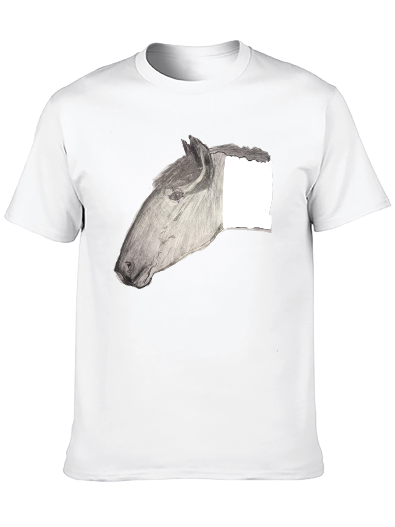 Black T-Shirt with Horse Sketch Design