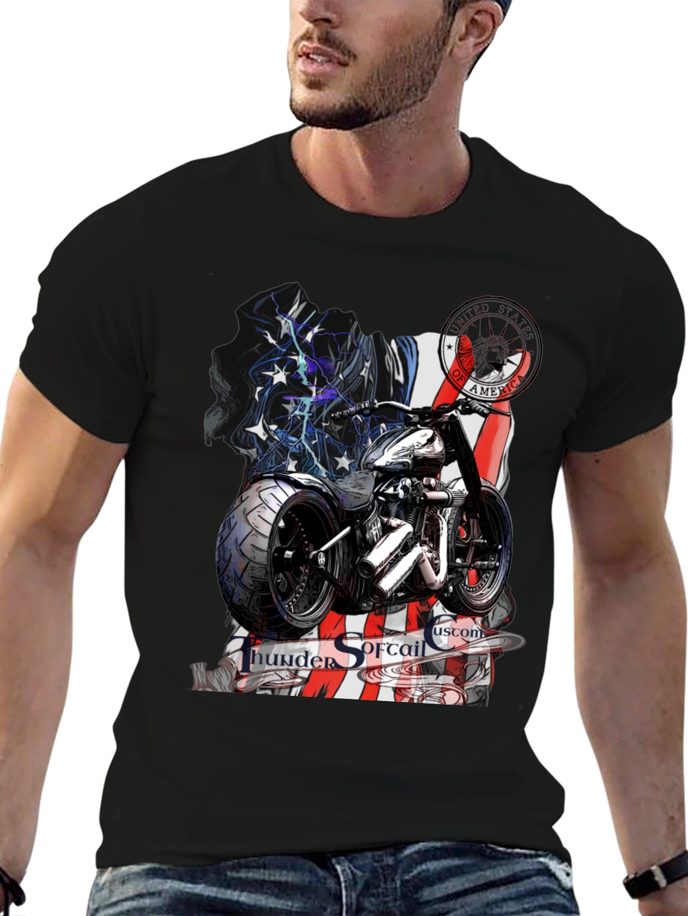 Thunder Softail Motorcycle Graphic T-Shirt