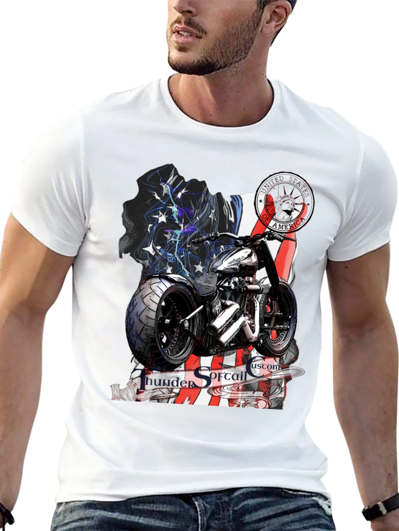 Thunder Softail Motorcycle Graphic T-Shirt