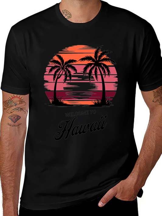 Hawaii Sunset Palm Tree Graphic Tee