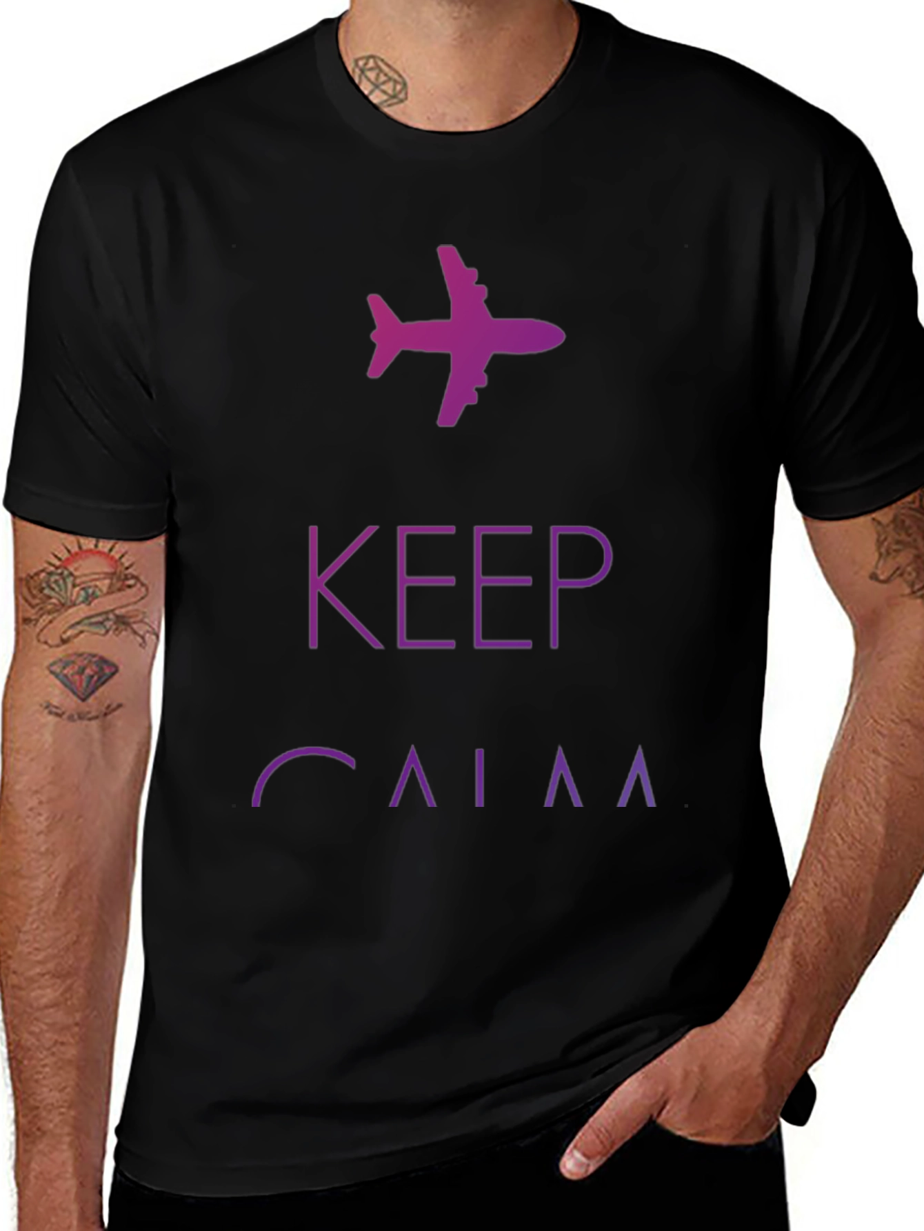 Keep Calm Airplane Graphic Tee - Black