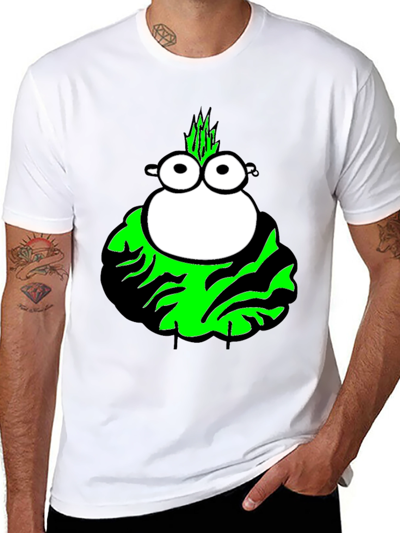 Funky Cartoon Character Black T-Shirt