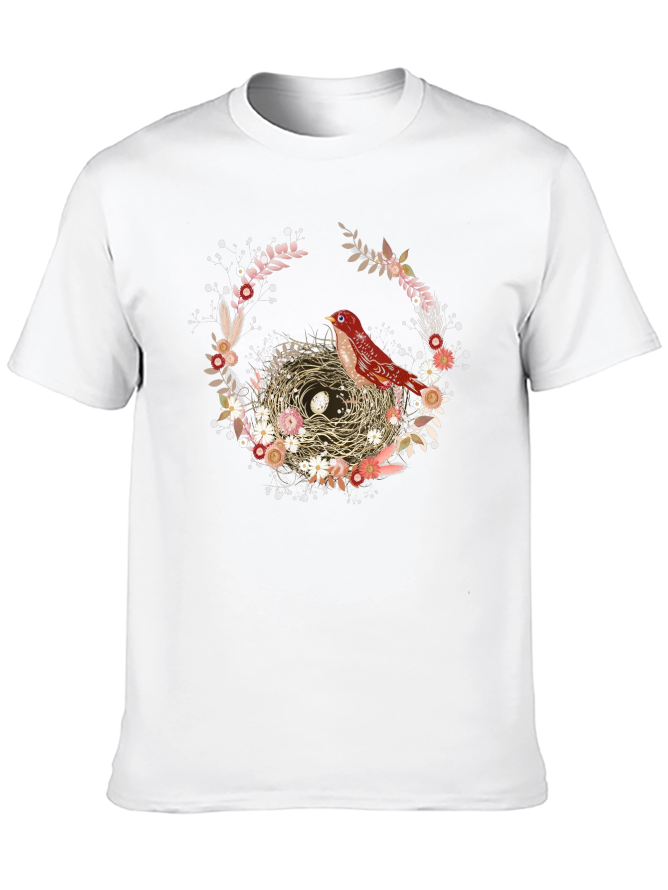 Bird Nest Floral Wreath T-Shirt