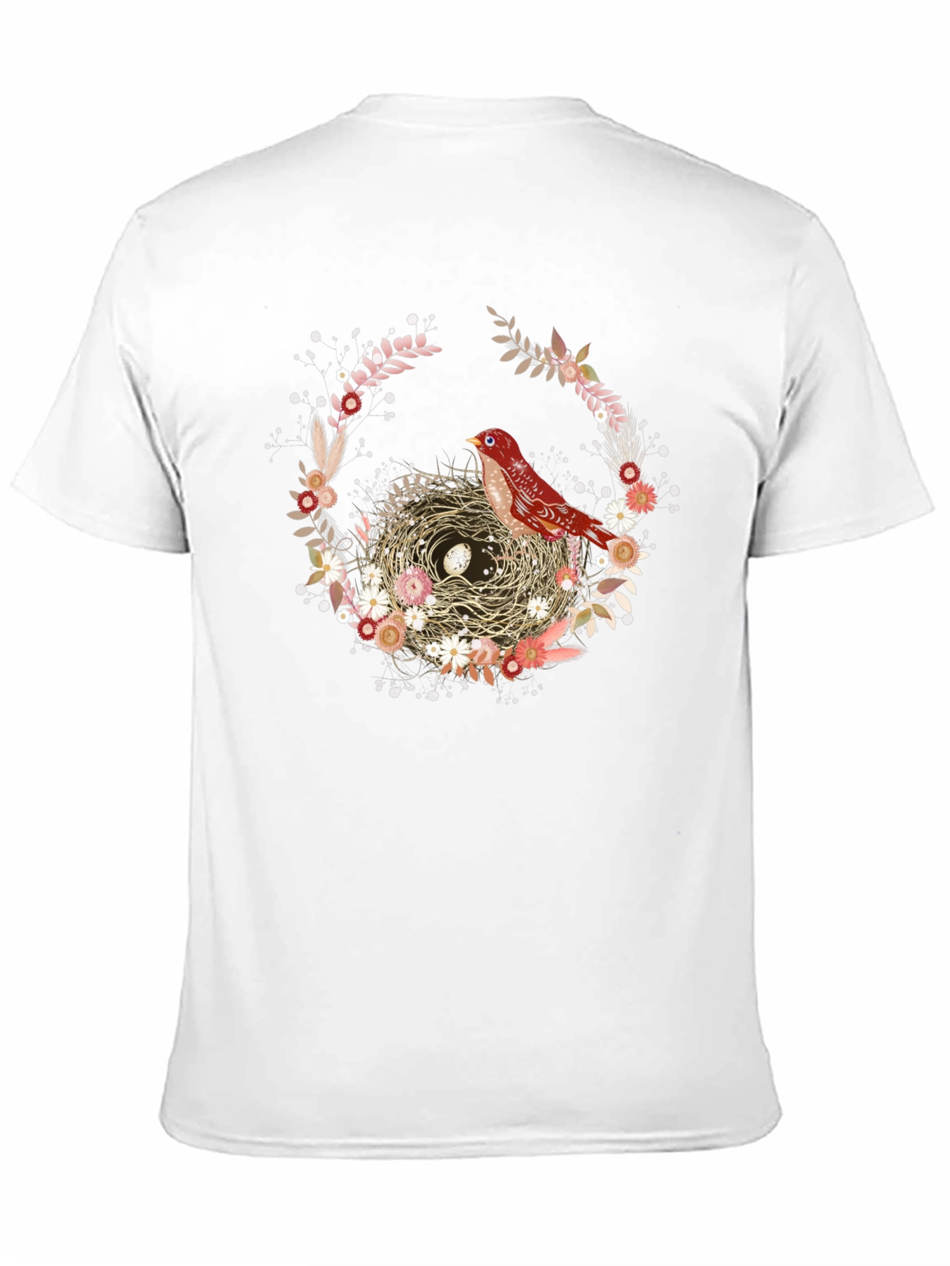 Bird Nest Floral Wreath T-Shirt