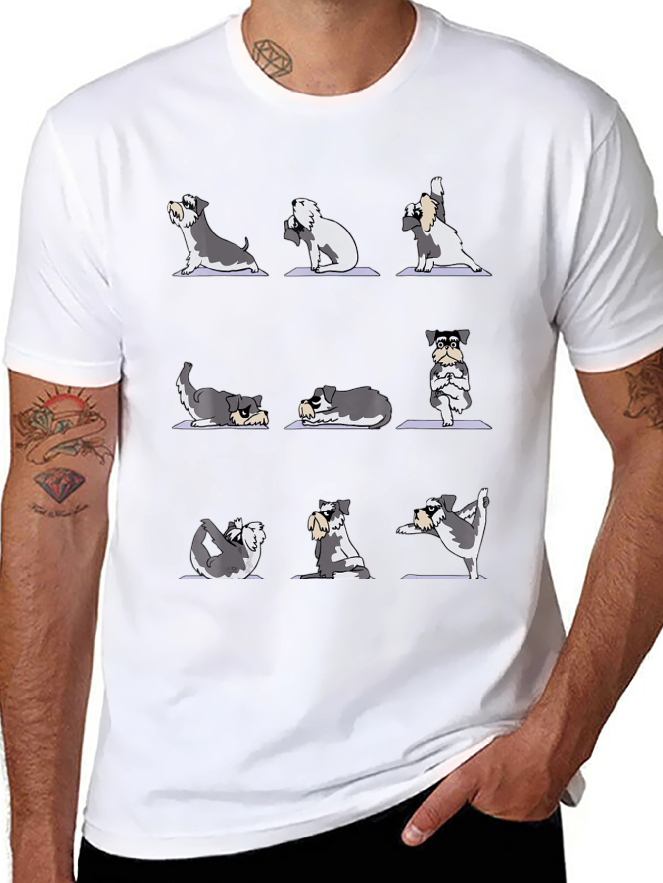 Yoga Dog T-Shirt - Zen Schnauzer Poses