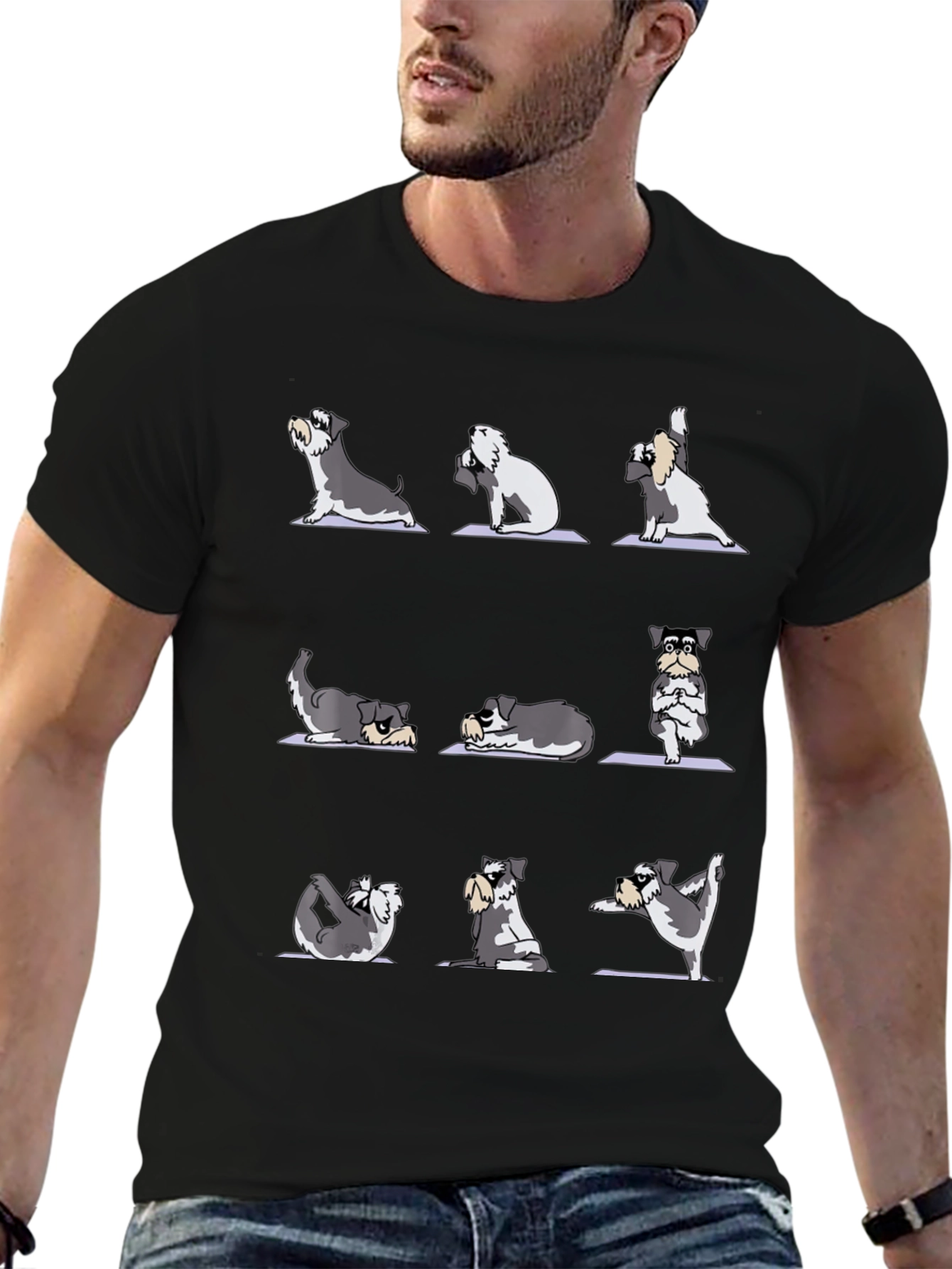 Yoga Dog T-Shirt - Zen Schnauzer Poses