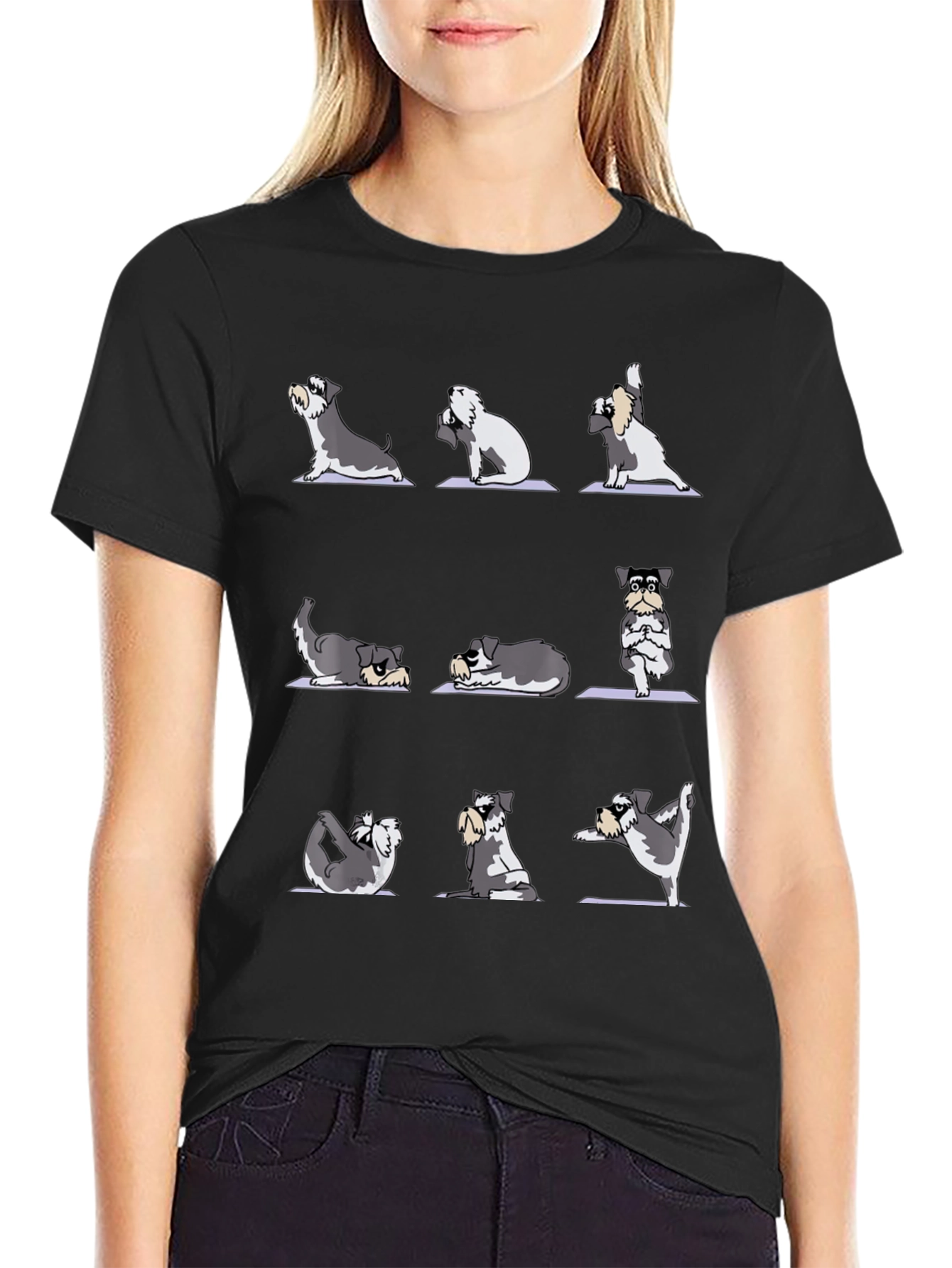 Yoga Dog T-Shirt - Zen Schnauzer Poses