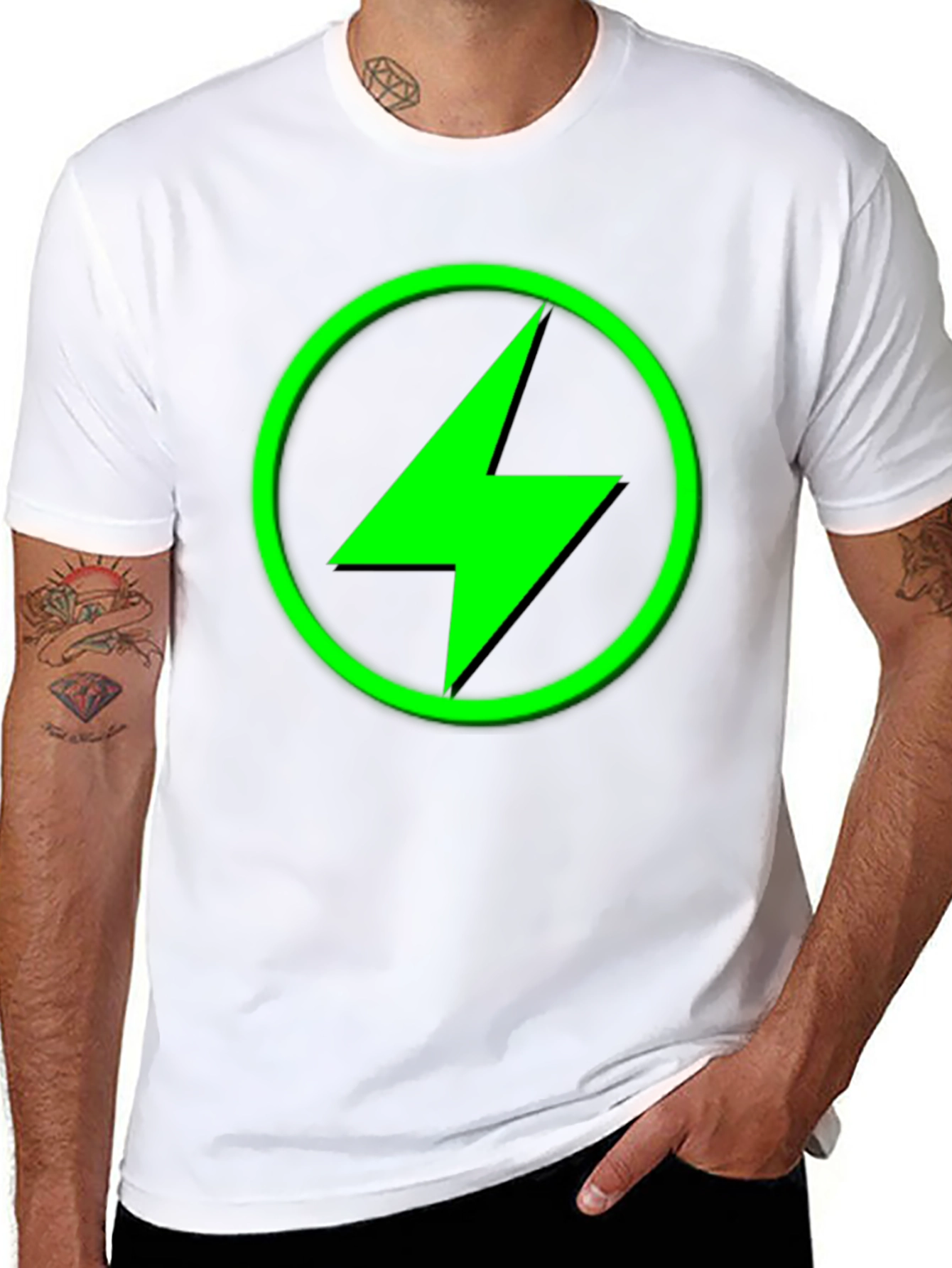Electric Green Bolt Black T-Shirt