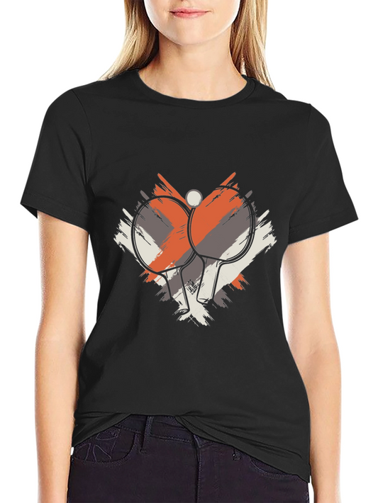 Table Tennis Graphic Tee - Black Cotton T-Shirt