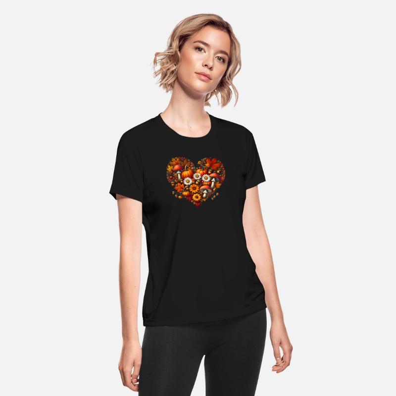 Heart filled with pumpkins, leaves and nuts