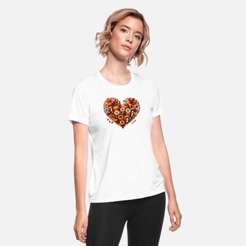 Heart filled with pumpkins, leaves and nuts