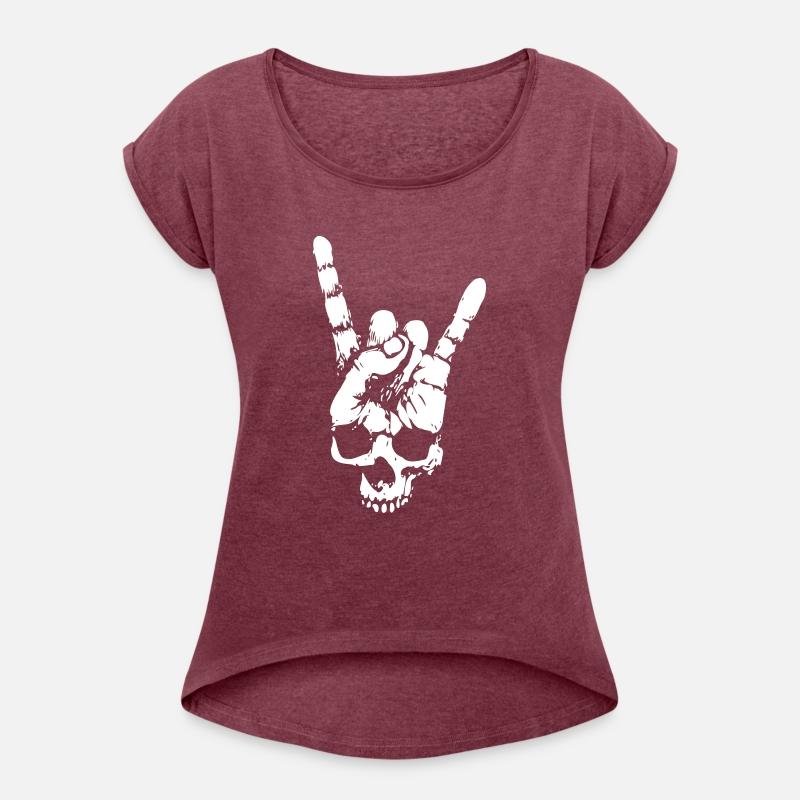 heavy metal skull with devil horns hand