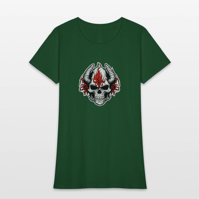 Horned Skull: Red Flames