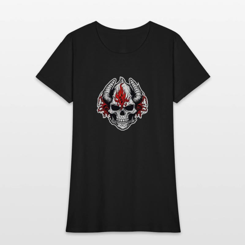Horned Skull: Red Flames