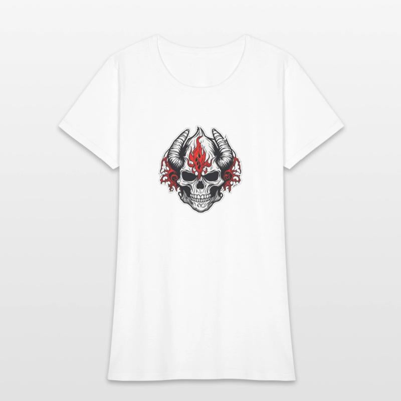 Horned Skull: Red Flames