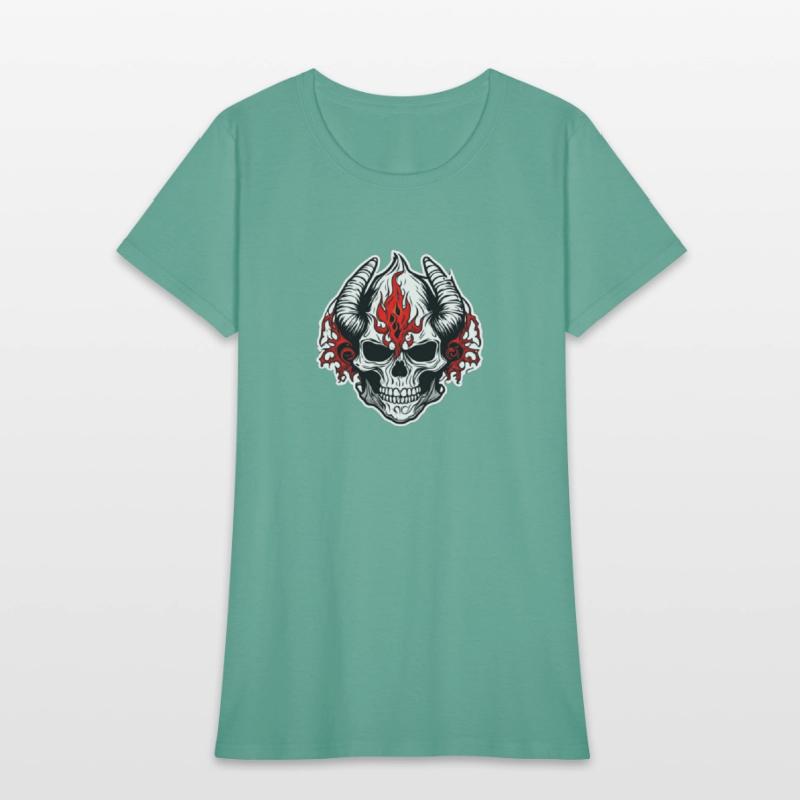 Horned Skull: Red Flames