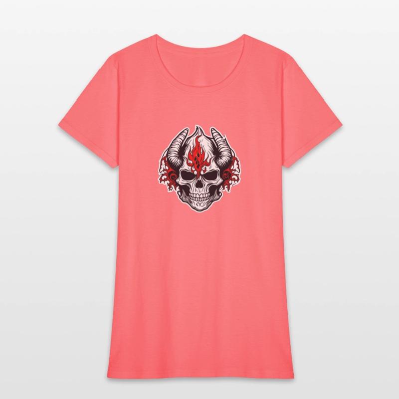 Horned Skull: Red Flames