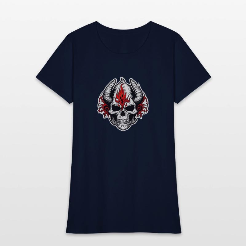 Horned Skull: Red Flames