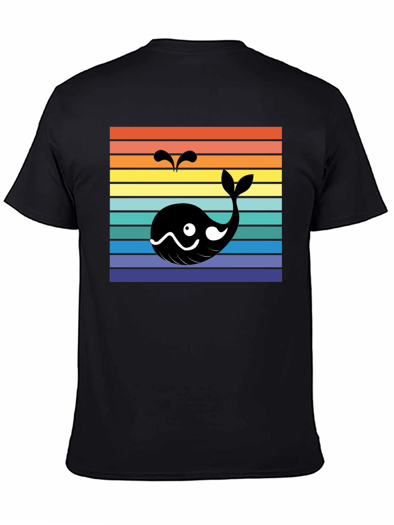 Retro Whale Graphic Tee - Mens Black T-Shirt
