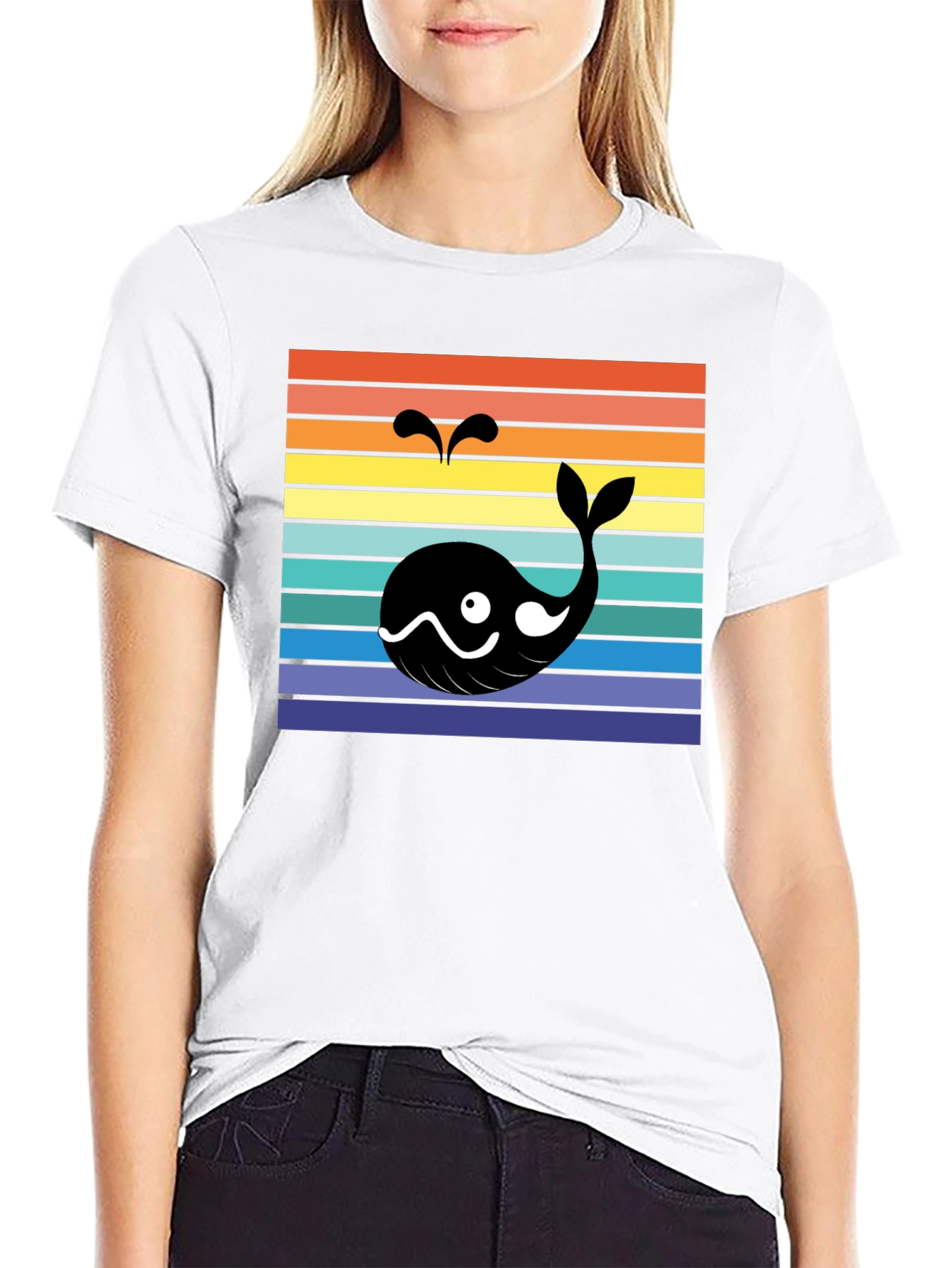 Retro Whale Graphic Tee - Mens Black T-Shirt