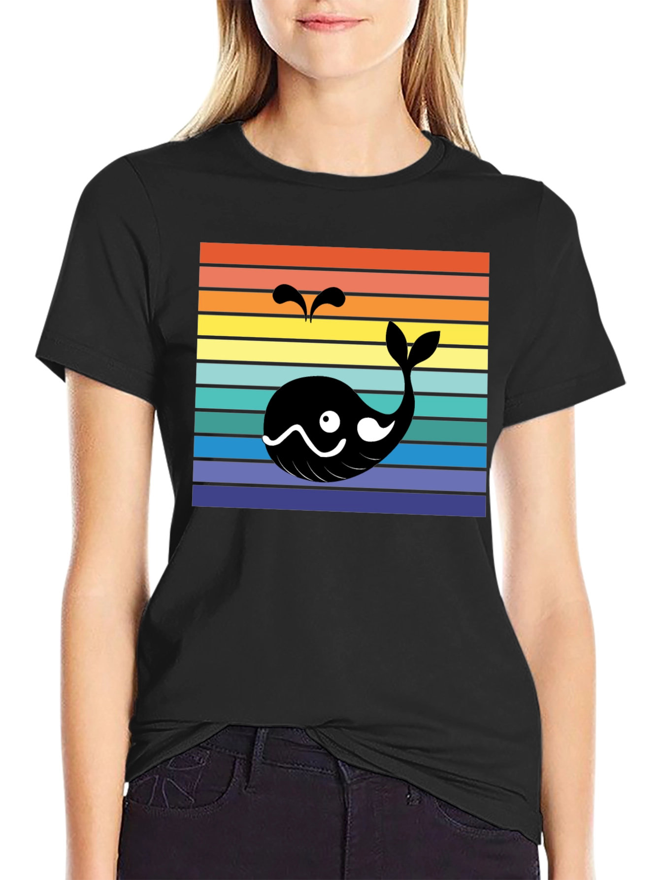 Retro Whale Graphic Tee - Mens Black T-Shirt
